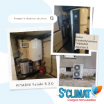 Photo de l'installation d'une pompe à chaleur air/eau et un ballon thermodynamique